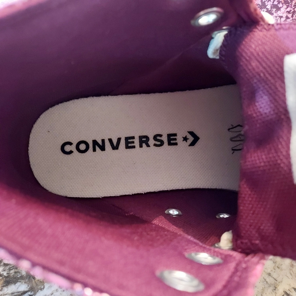 Converse All Star Pink High-Top Sneakers. Painted fleck-glitter canvas.  NWB - Picture 11 of 11